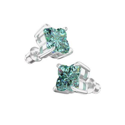 Green Diamond Stud Earrings Sterling Silver