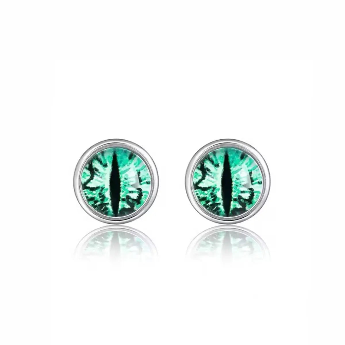 Green Eyeball Stud Earrings Details