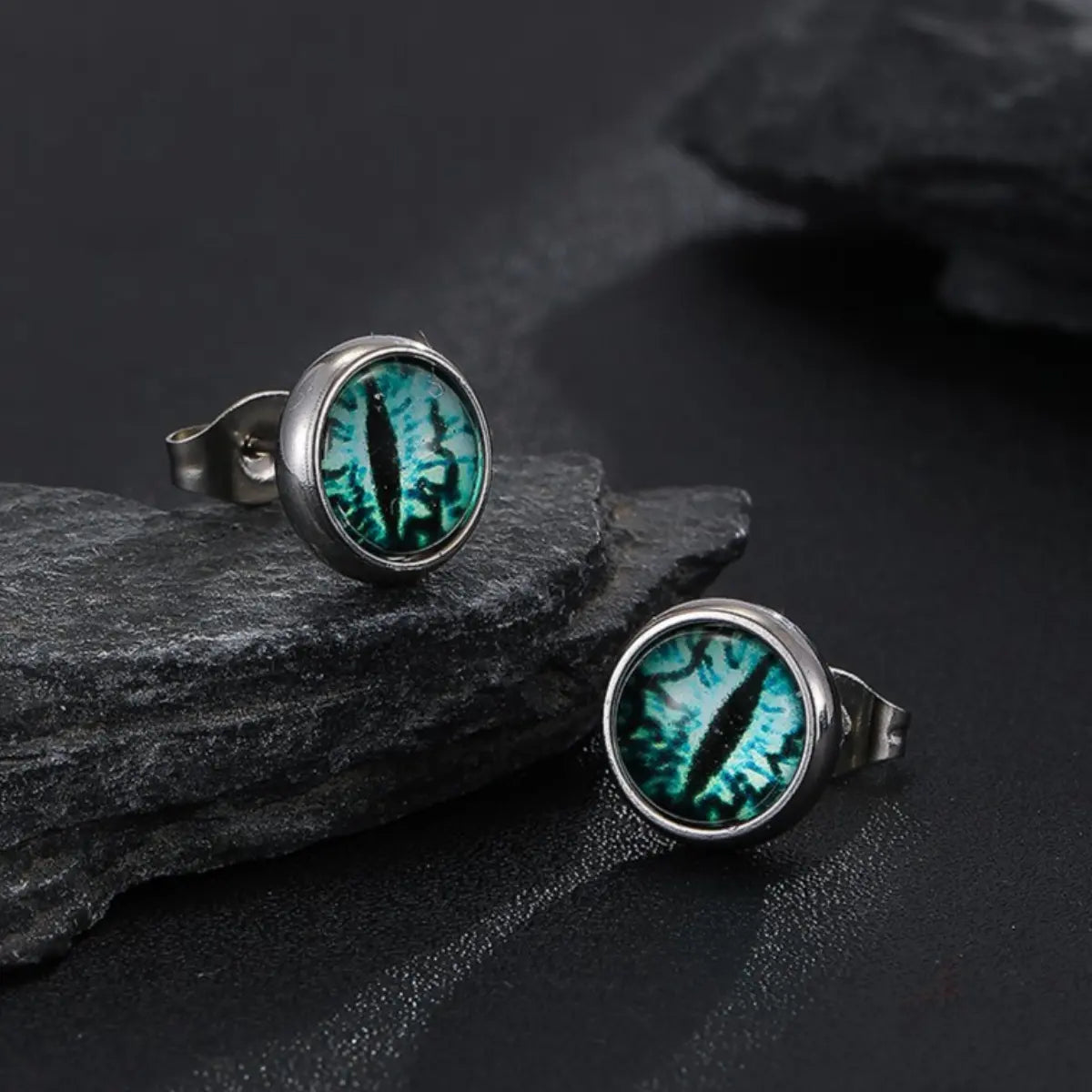 Green Eyeball Stud Earrings