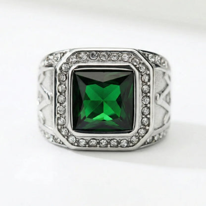 Green Masonic Ring Silver Details