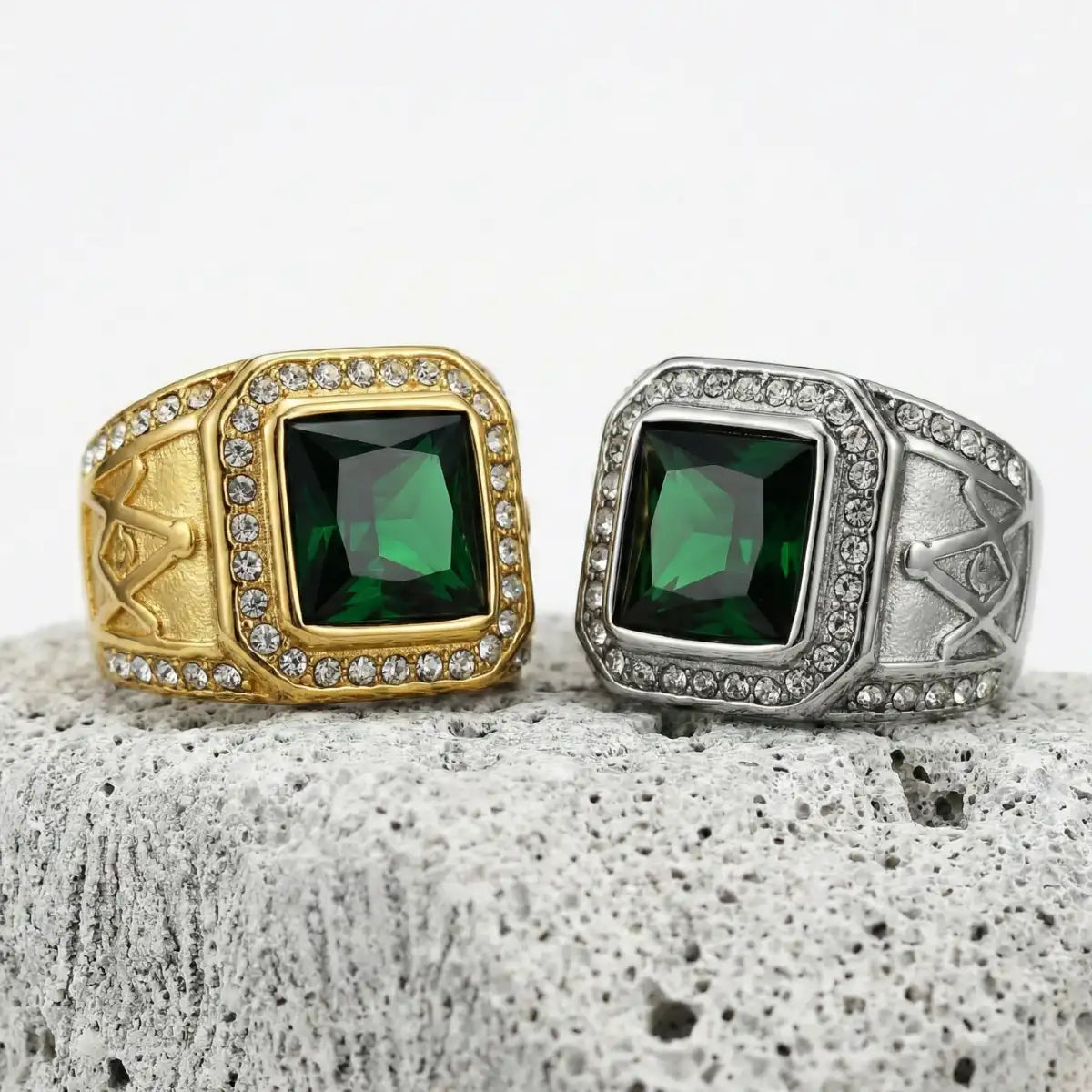 Green Masonic Rings Details