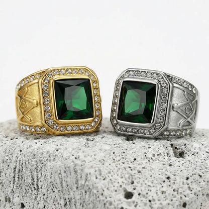 Green Masonic Rings Details
