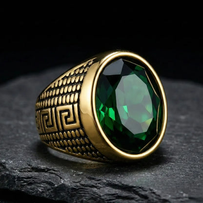 Green Stone Ring Gold