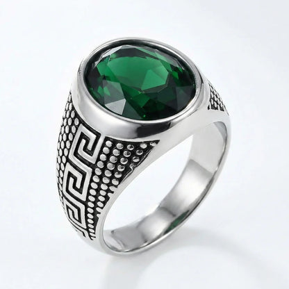 Green Stone Ring Silver Details