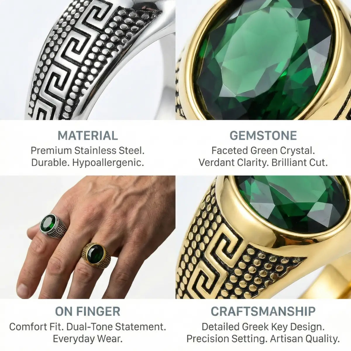 Green Stone Rings Features