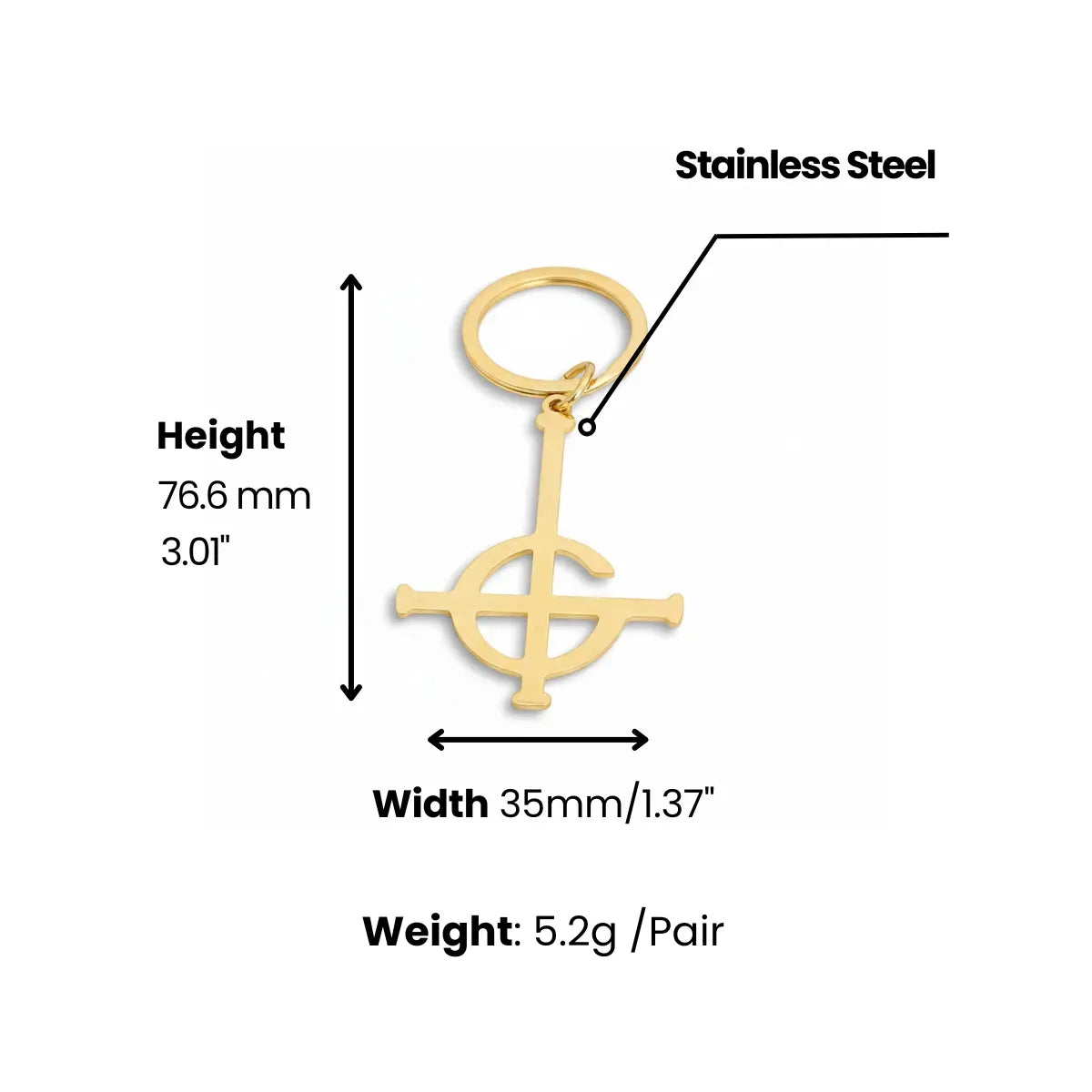 Grucifix Drop Earrings Dimensions and Weight