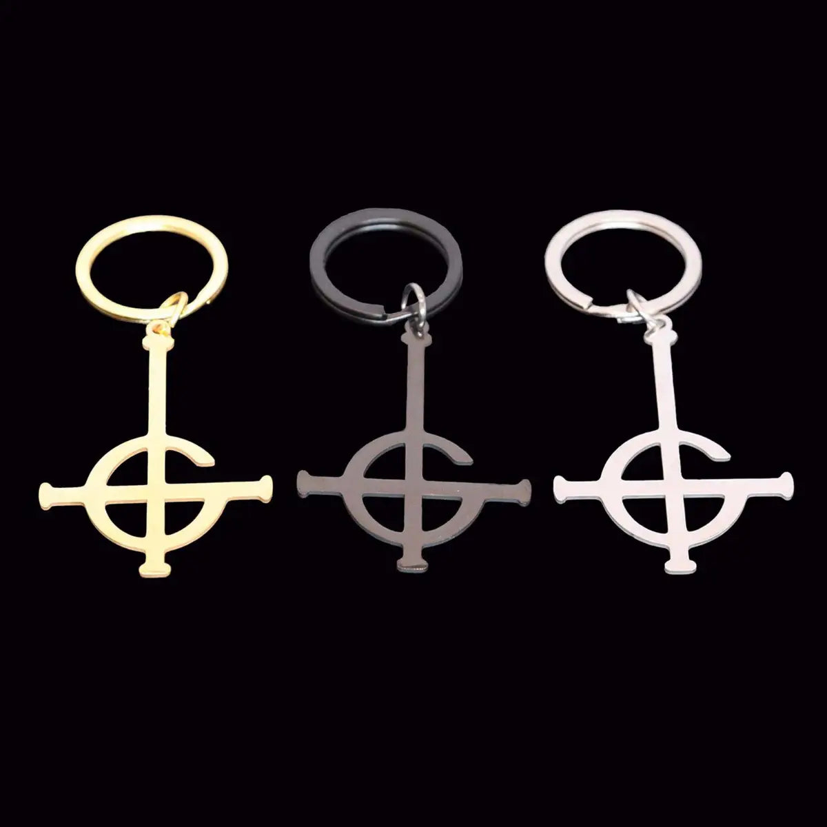 Grucifix Drop Earrings Gold Black and Silver