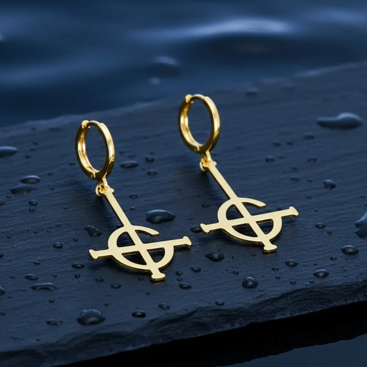 Grucifix Drop Earrings Gold Details
