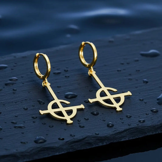 Grucifix Drop Earrings Gold Details