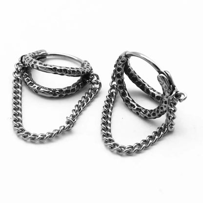 Hammered-Double-Hoop-Chain-Earrings-Front