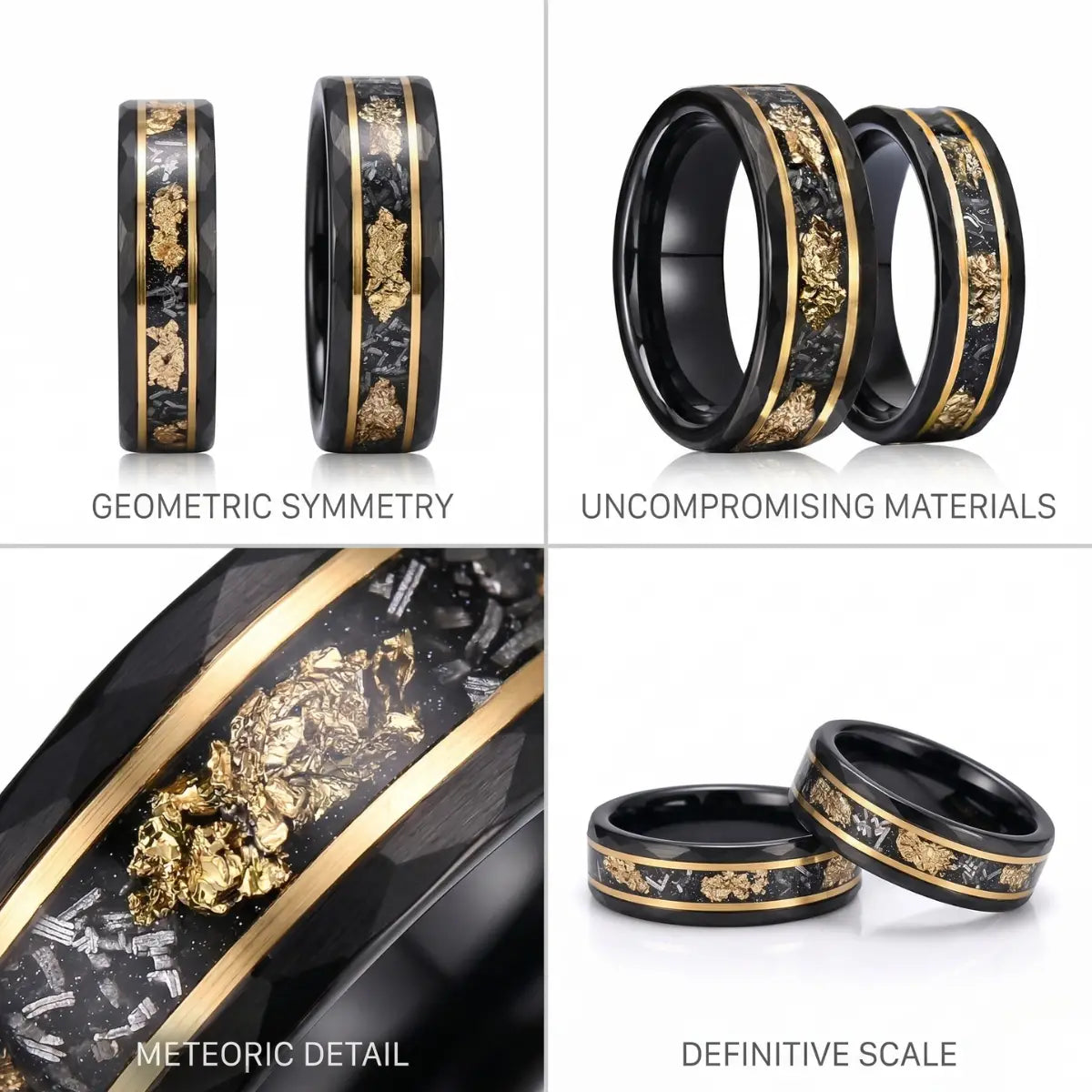 Hammered Gold Flake Tungsten Band Features