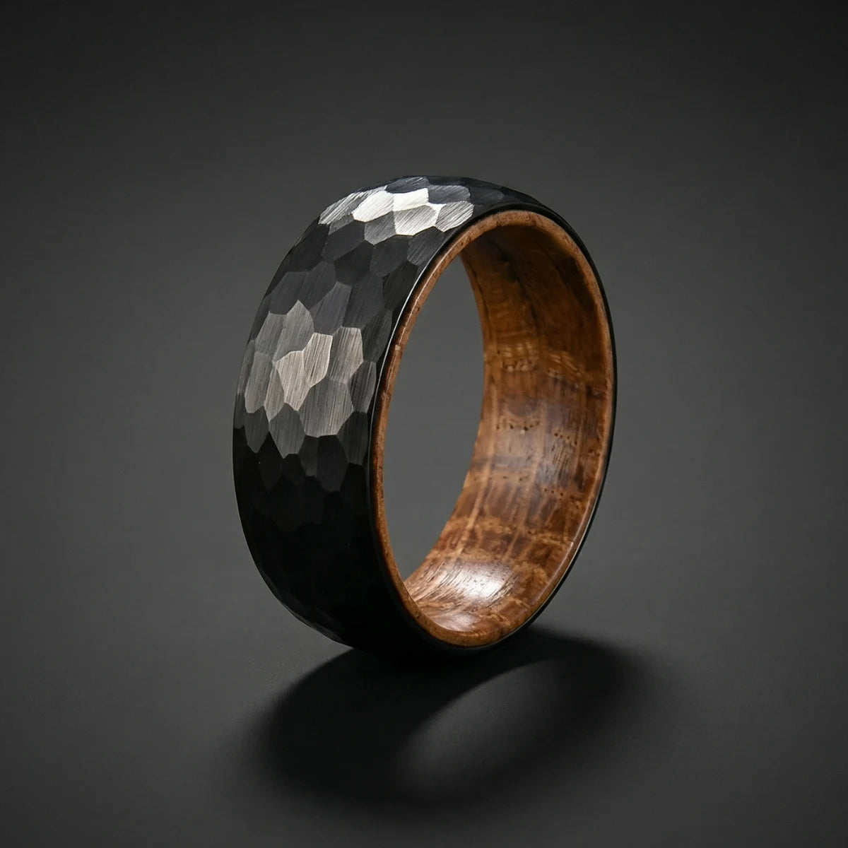 Hammered Whiskey Barrel Tungsten Ring