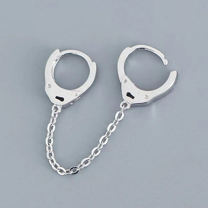Handcuff Drop Earrings Silver Details
