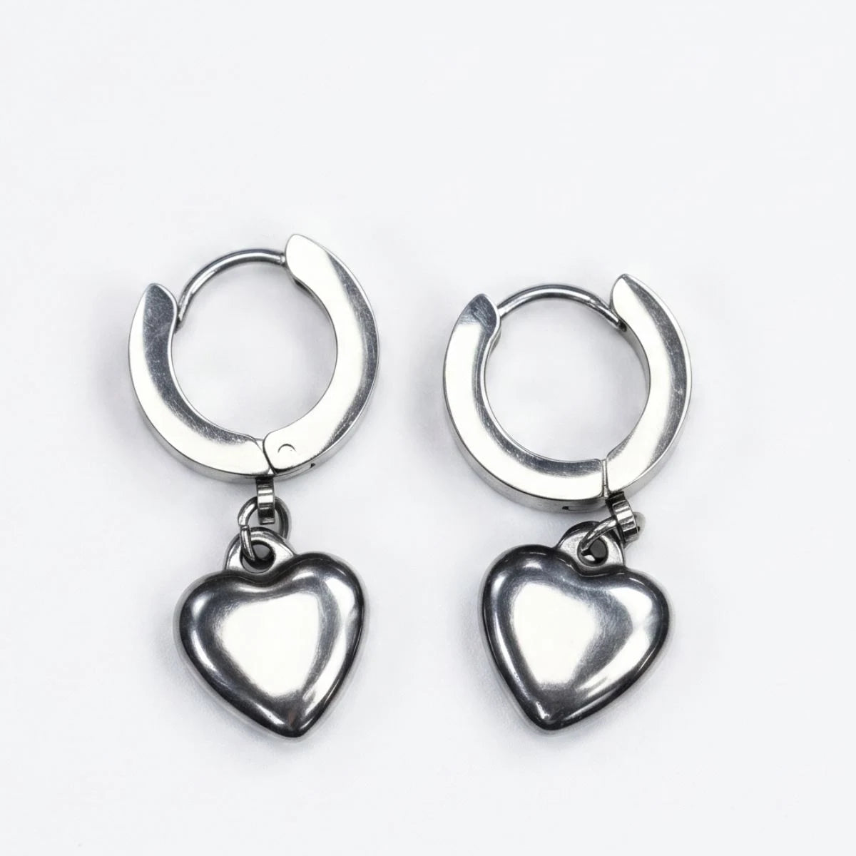 Heart Dangle Earrings Silver