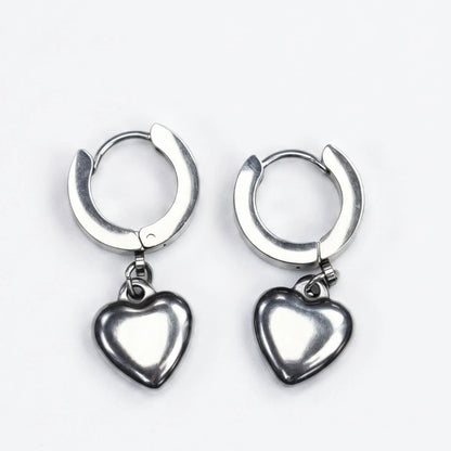 Heart Dangle Earrings Silver
