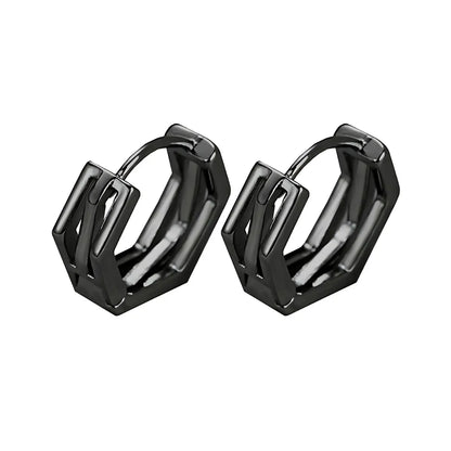 Hexagon Hoop Earrings S925 Black Details