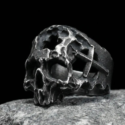 Hollow Cross Skull Ring