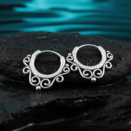 Hollow Scrollwork Hoop Earrings