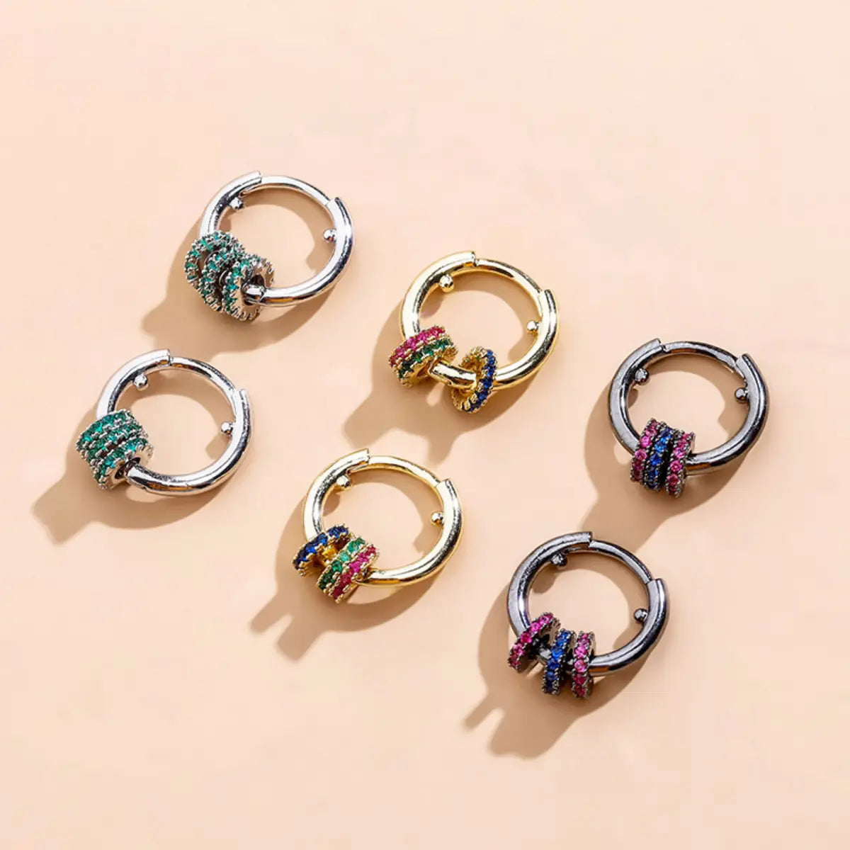 Hoop Earrings with Iced Out Rings Details