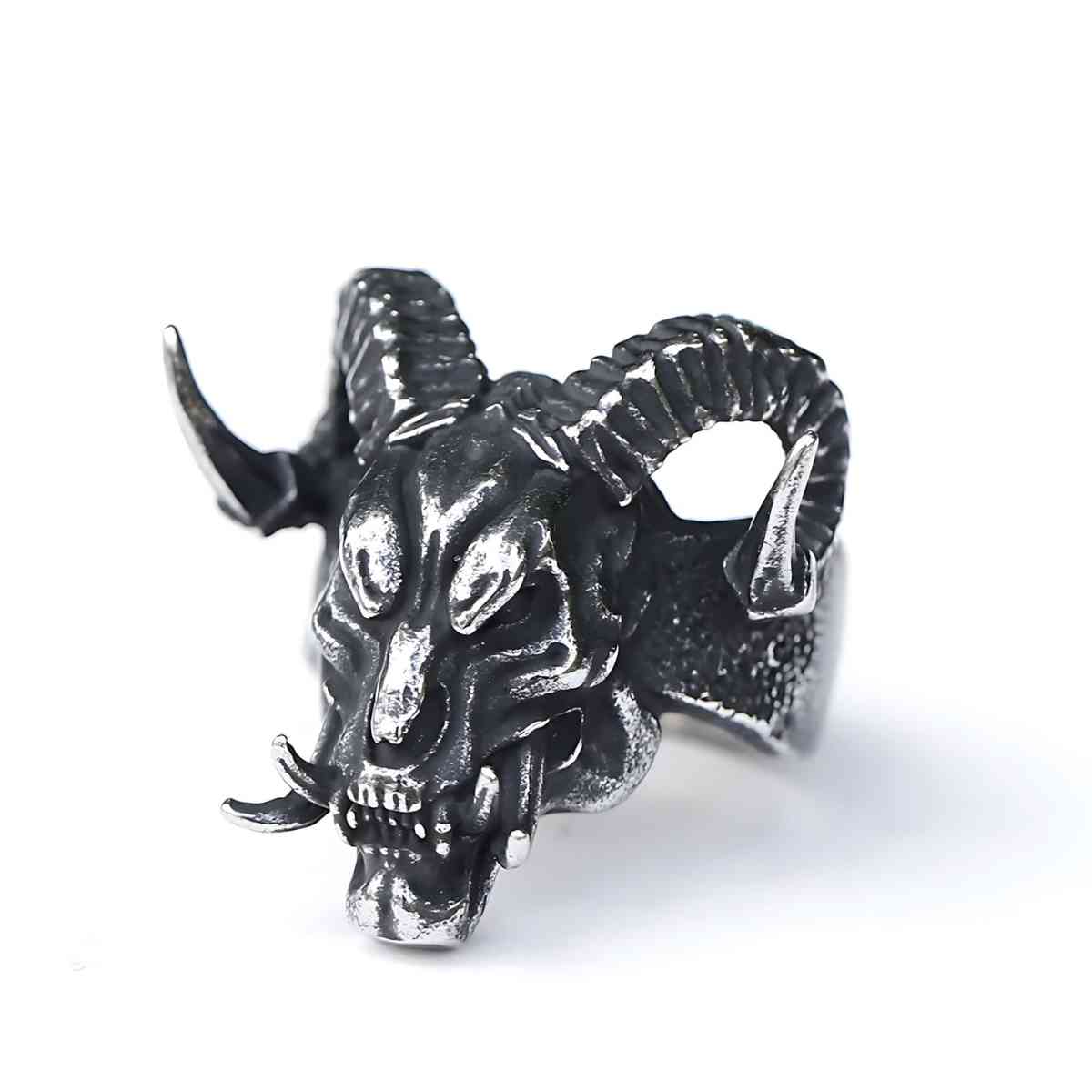 Horned Demon Goat Ring | Xenos Jewelry