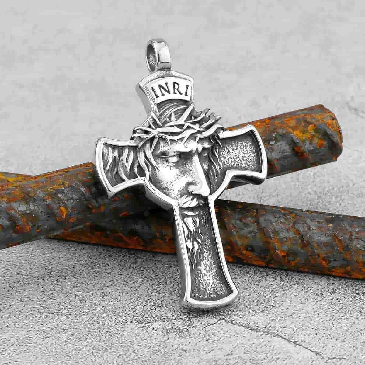 INRI Face of Jesus Cross Pendant | Xenos Jewelry