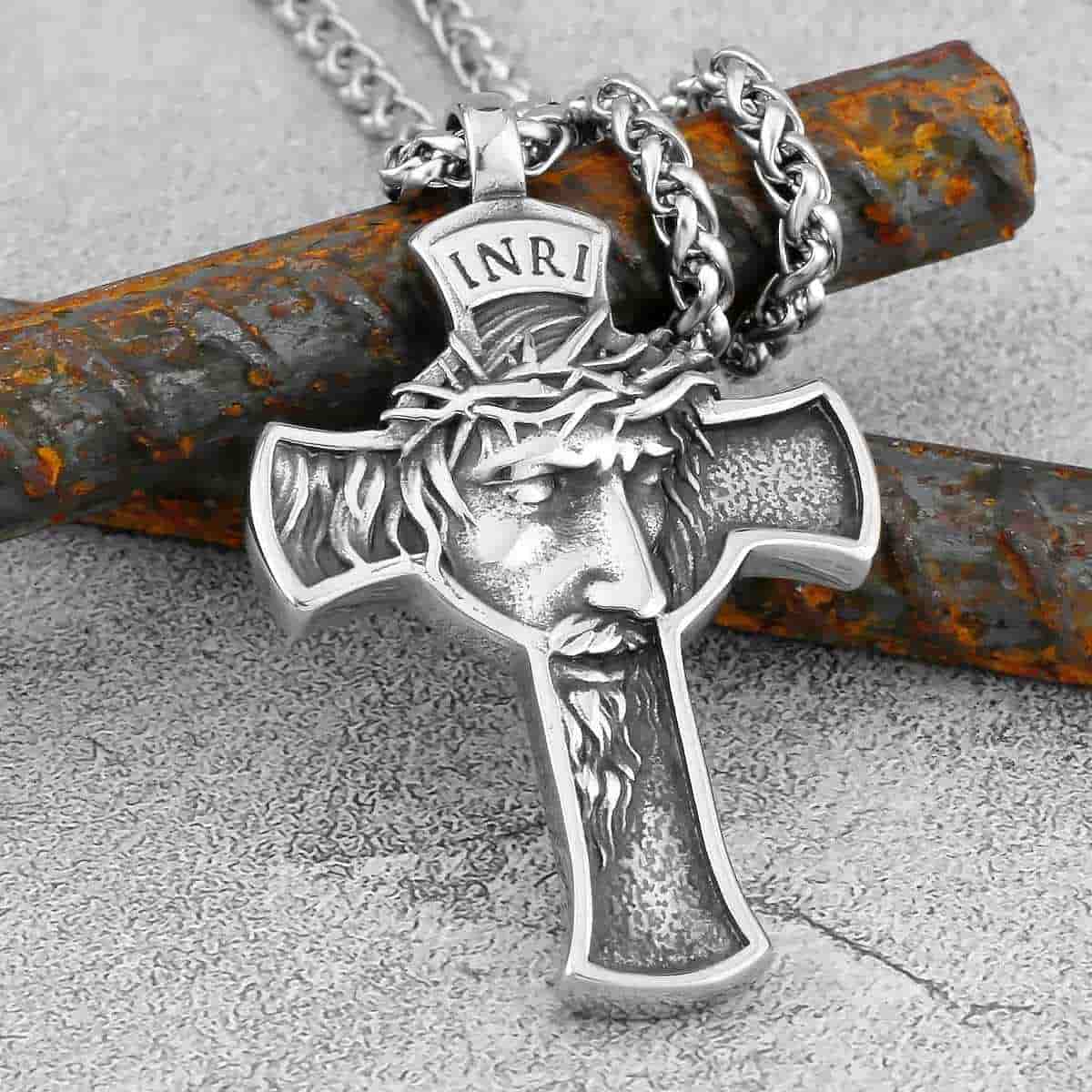 INRI Face of Jesus Cross Pendant | Xenos Jewelry