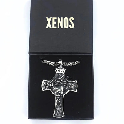 INRI Face of Jesus Cross Pendant Pendant with Chain Presented in Box