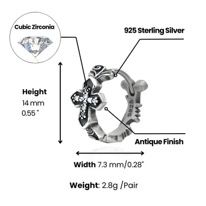 Iced Out Cross Huggie Hoop Earrings Dimensions and Weight