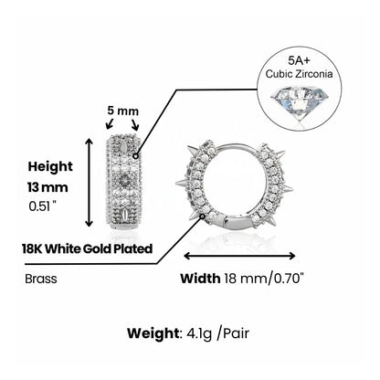Iced Out Spikelet Hoop Earrings Dimensions and Weight