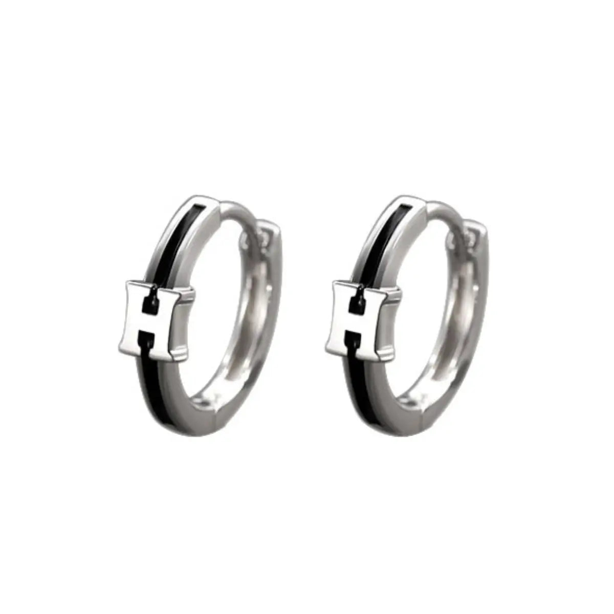Initial Letter H Hoop Earrings Sterling Silver Details