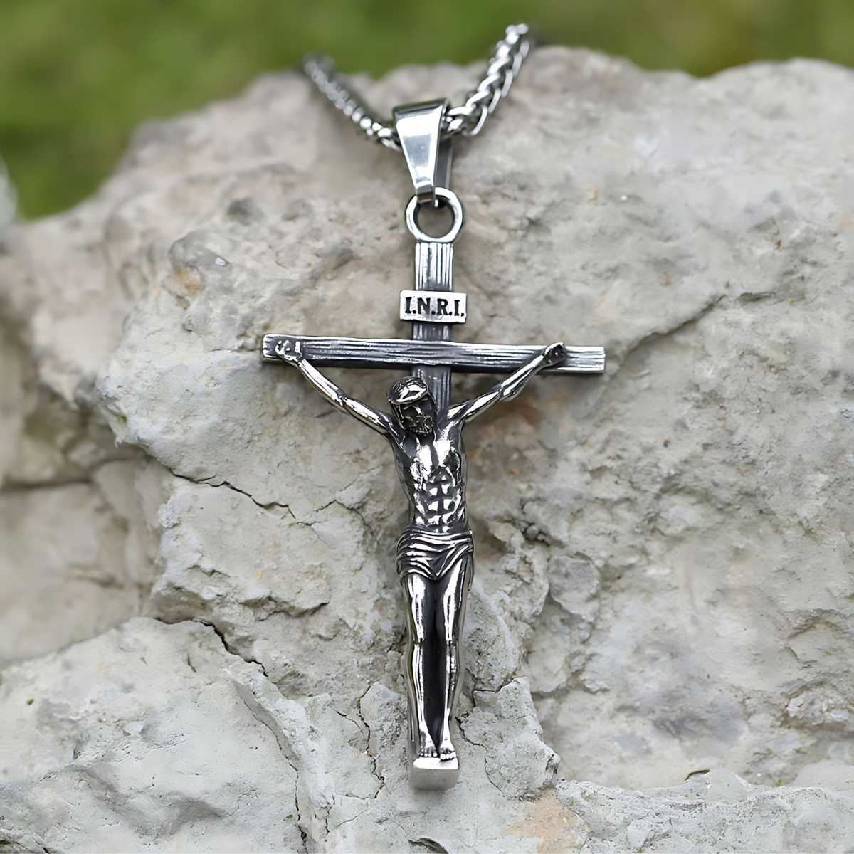 Stainless Steel Inri Cross Necklace | Xenos Jewelry