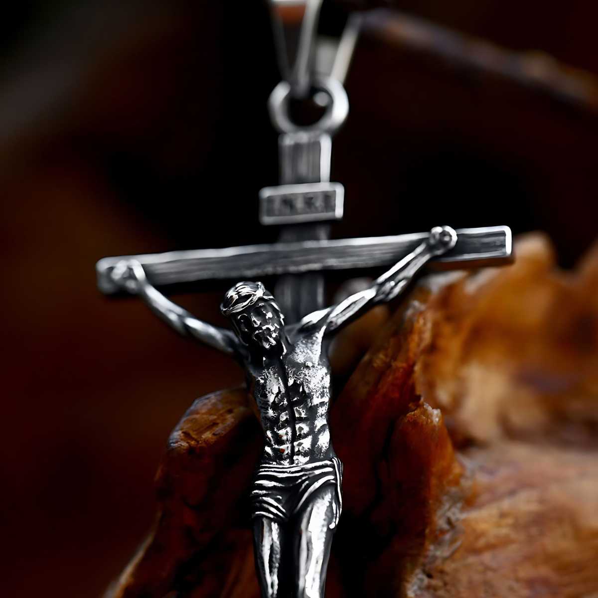 Inri Cross Necklace Stainless Steel Xenos Jewelry