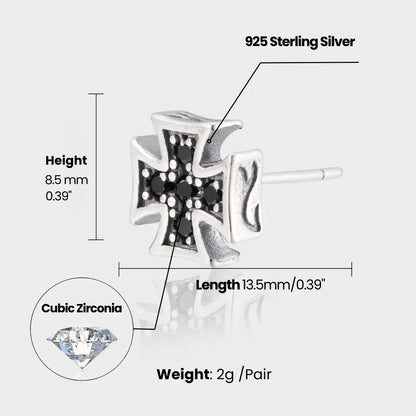 Iron Cross Earrings Sterling Silver Dimensions and Weight