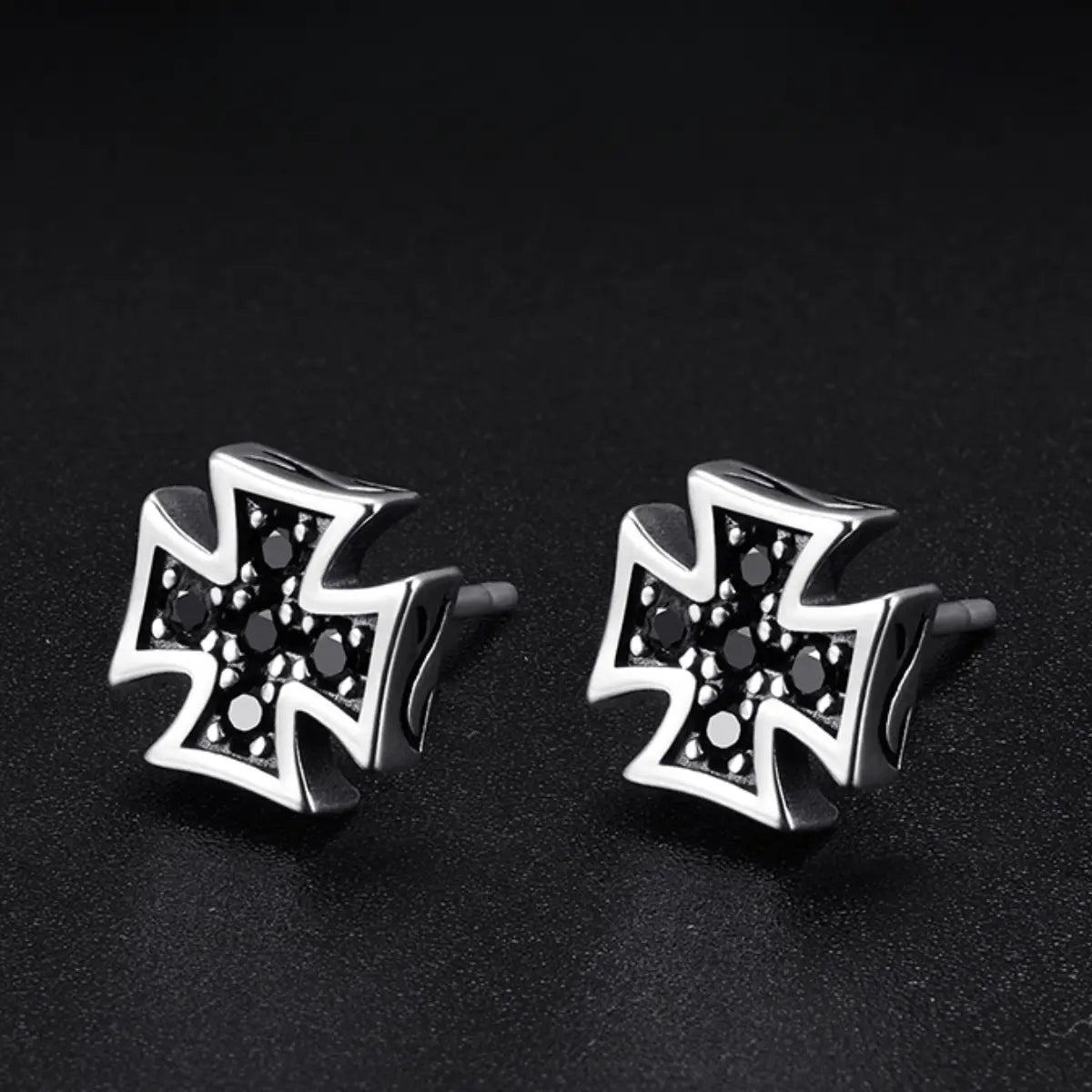 Iron Cross Earrings Sterling Silver