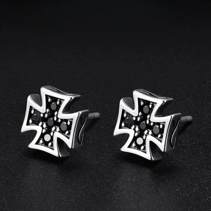 Iron Cross Earrings Sterling Silver
