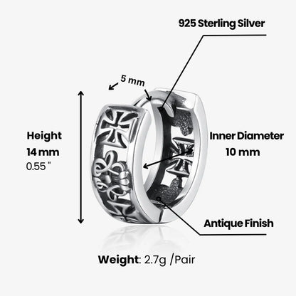 Iron Cross Hoop Earrings Dimensions and Weight