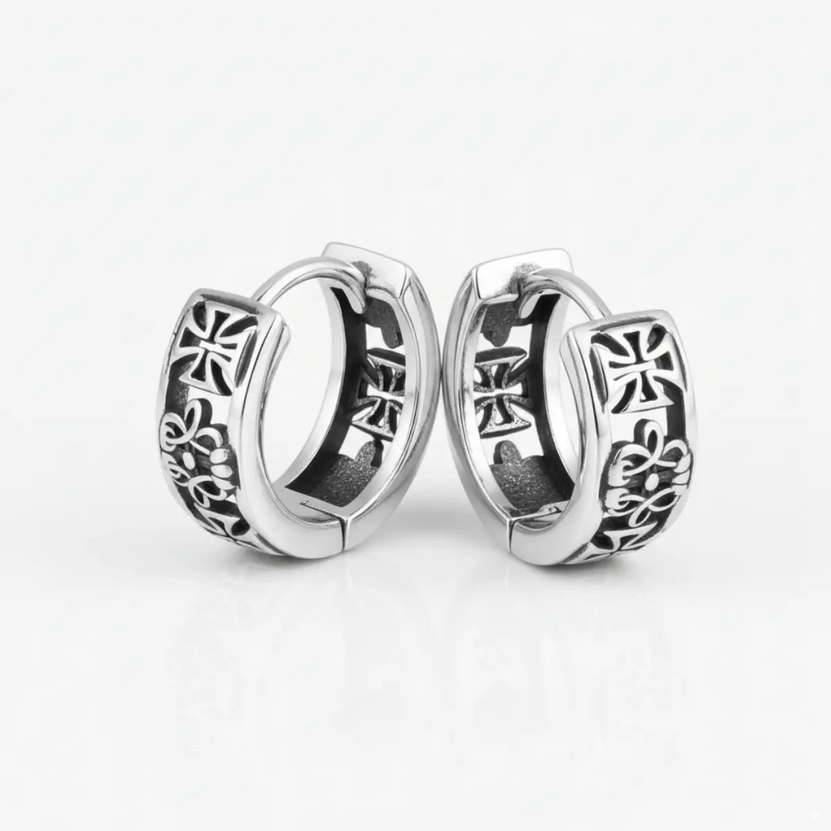 Iron Cross Hoop Earrings Front