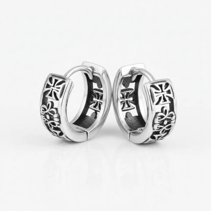 Iron Cross Hoop Earrings Front