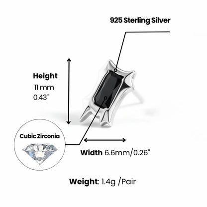 Irregular CZ Rectangle Stud Earrings Dimensions and Weight