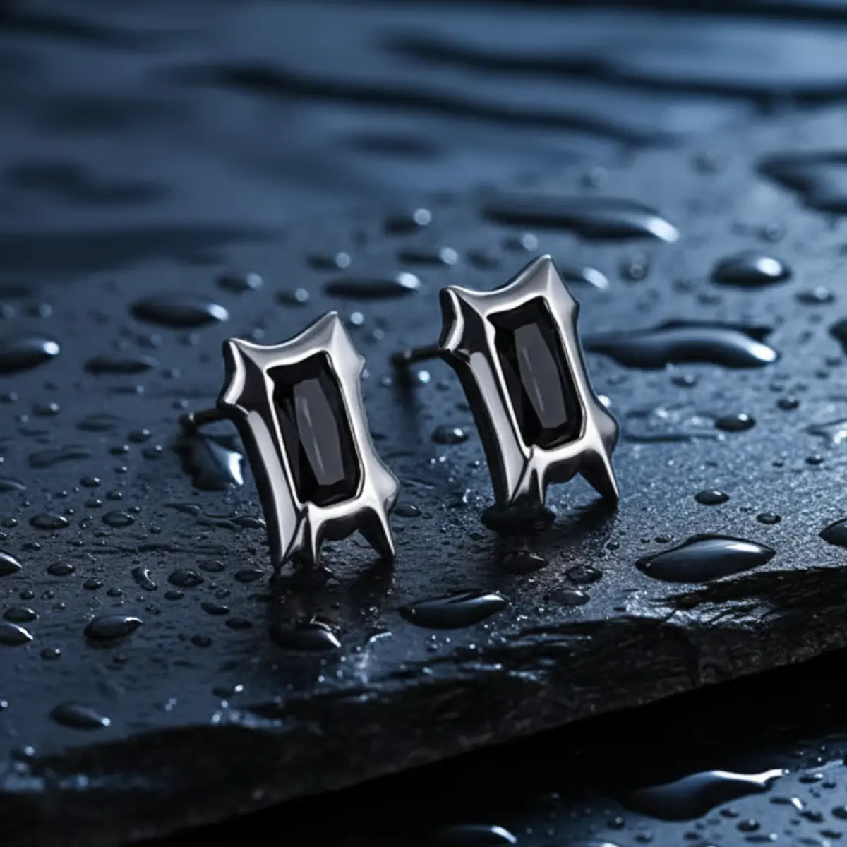 Irregular CZ Rectangle Stud Earrings