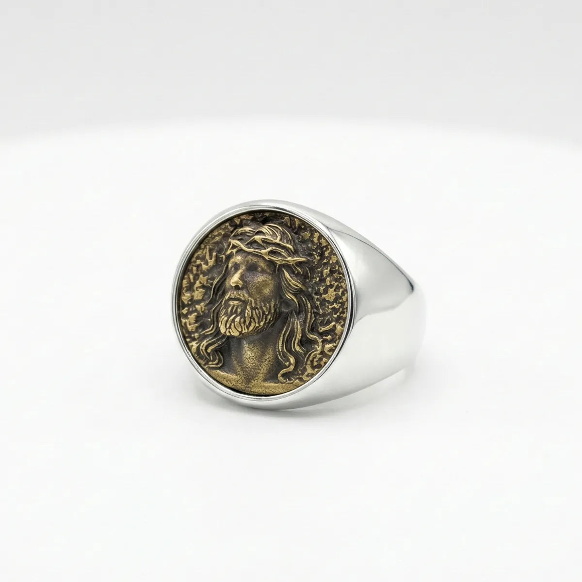 Jesus Crown of Thorns Signet Ring Details
