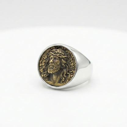 Jesus Crown of Thorns Signet Ring Details