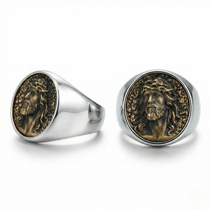 Jesus Crown of Thorns Signet Ring Multi Angle Details