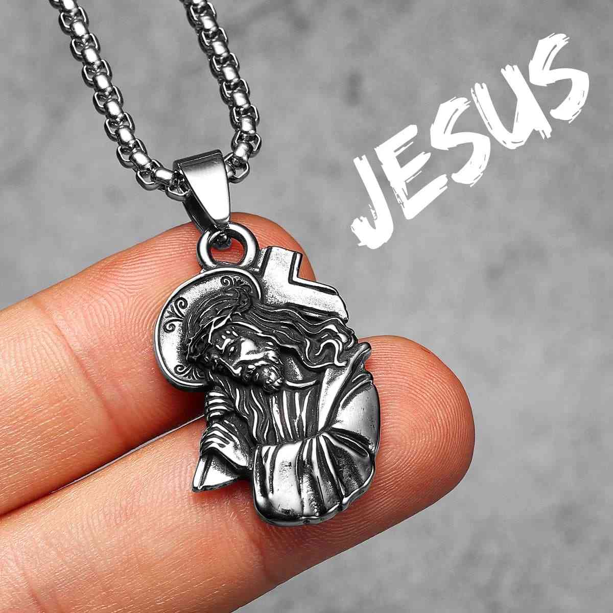 Jesus Crucifix Pendant with Crown of Thorns Pendant with Chain Xenos Jewelry