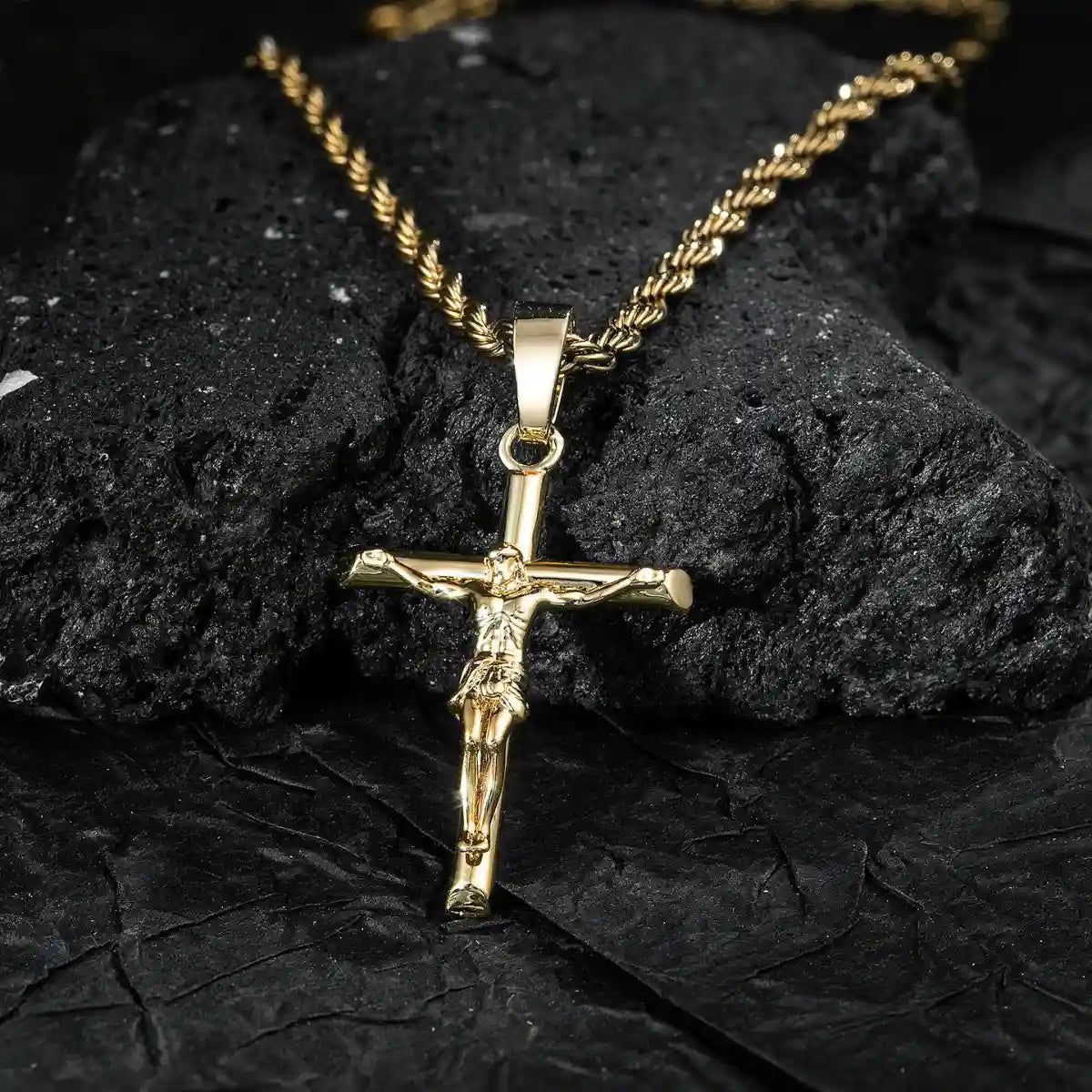 Jesus Rope Silver Chain Jesus Crucifix Rope Chain Gold and Silver | Xenos Jewelry
