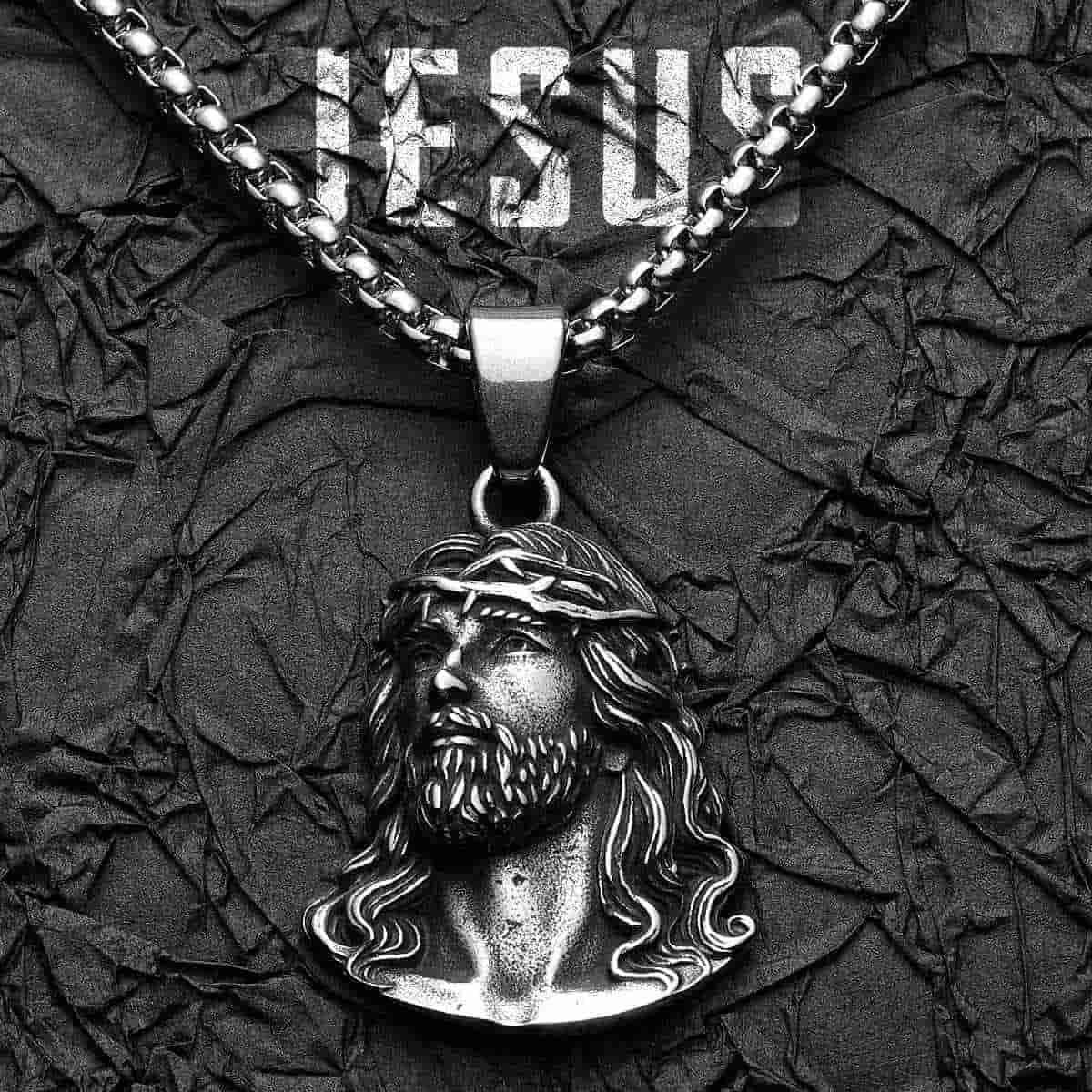 Jesus Head Pendant Necklace Xenos Jewelry