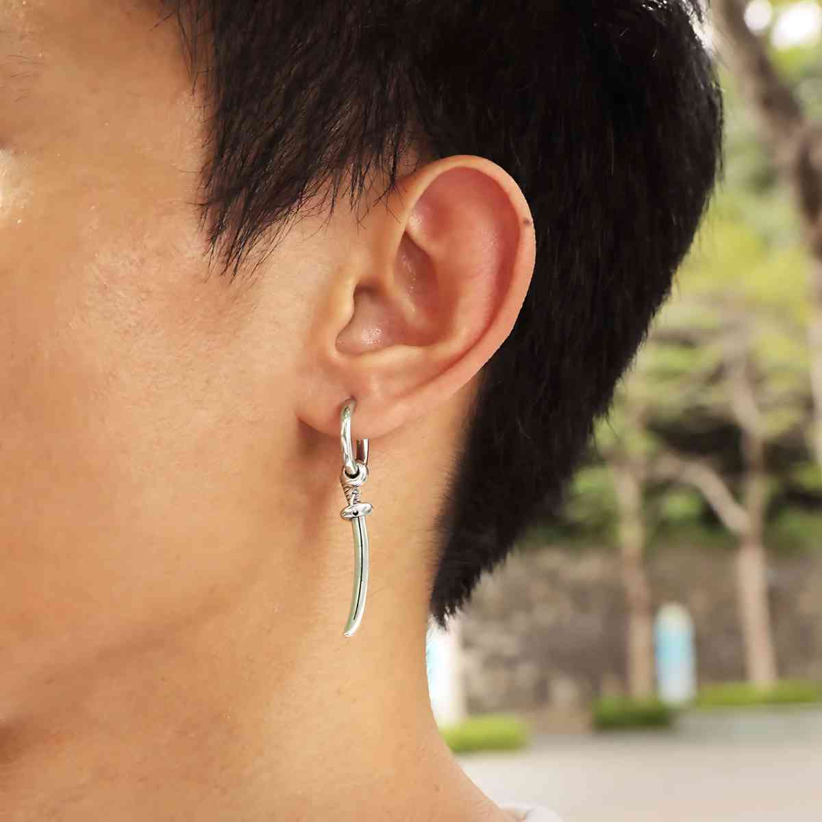 Katana Drop Hoop Earrings Xenos Jewelry