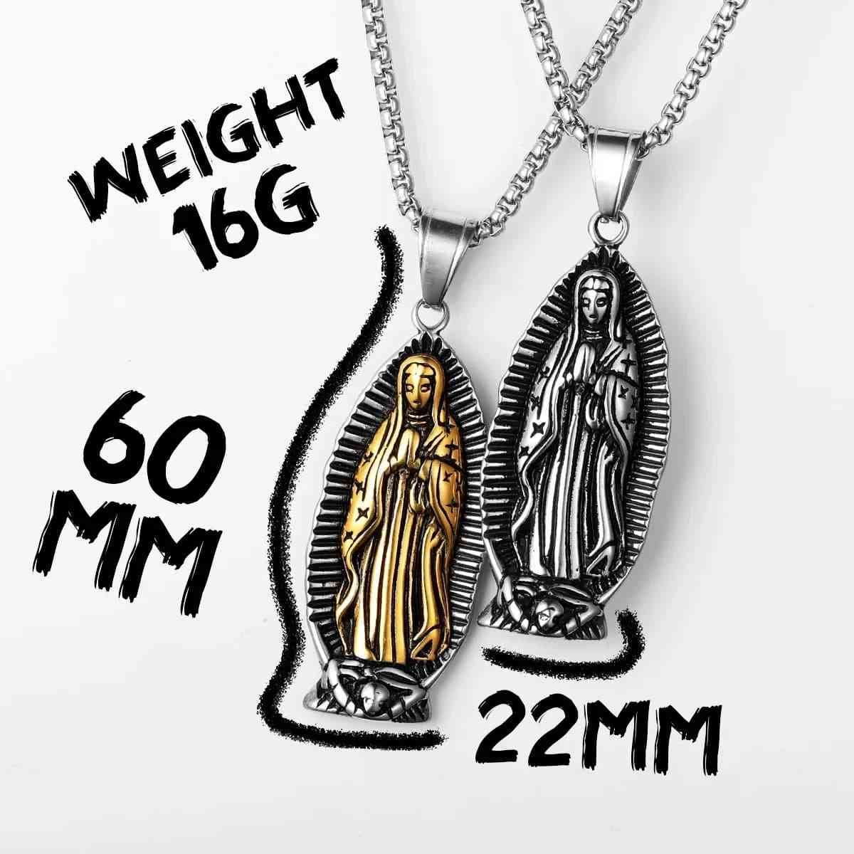 Lady Guadalupe Charm Necklace Dimensions and Weight Xenos Jewelry