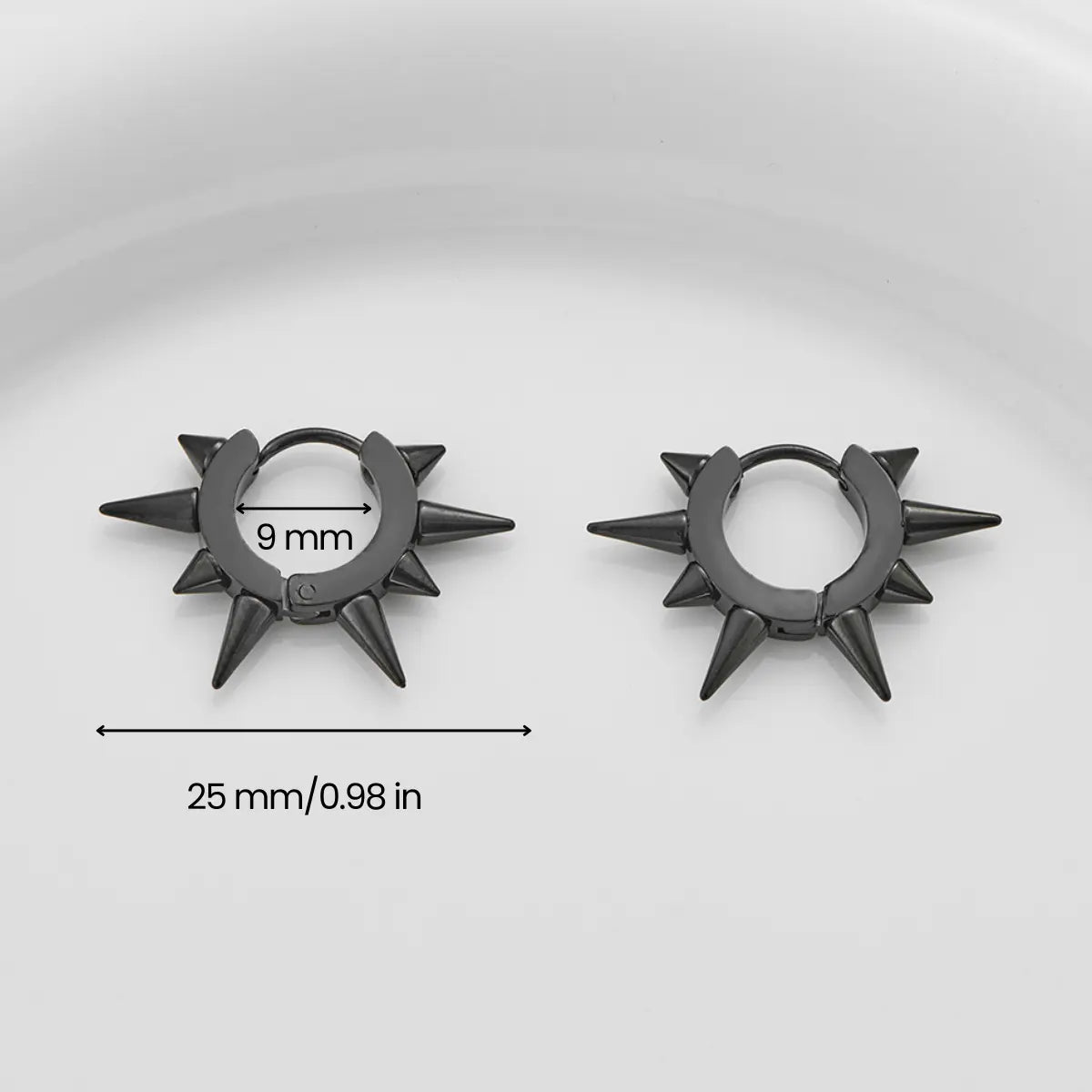 Large Spike Hoop Earrings Black Details