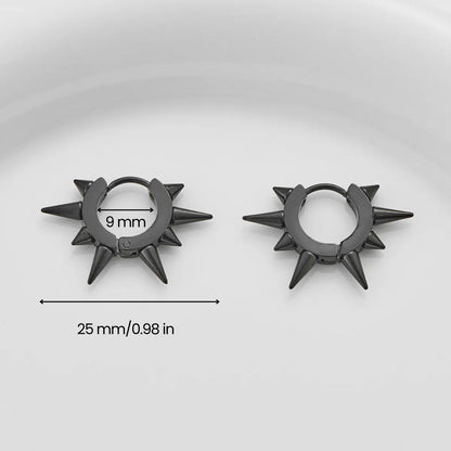 Large Spike Hoop Earrings Black Details